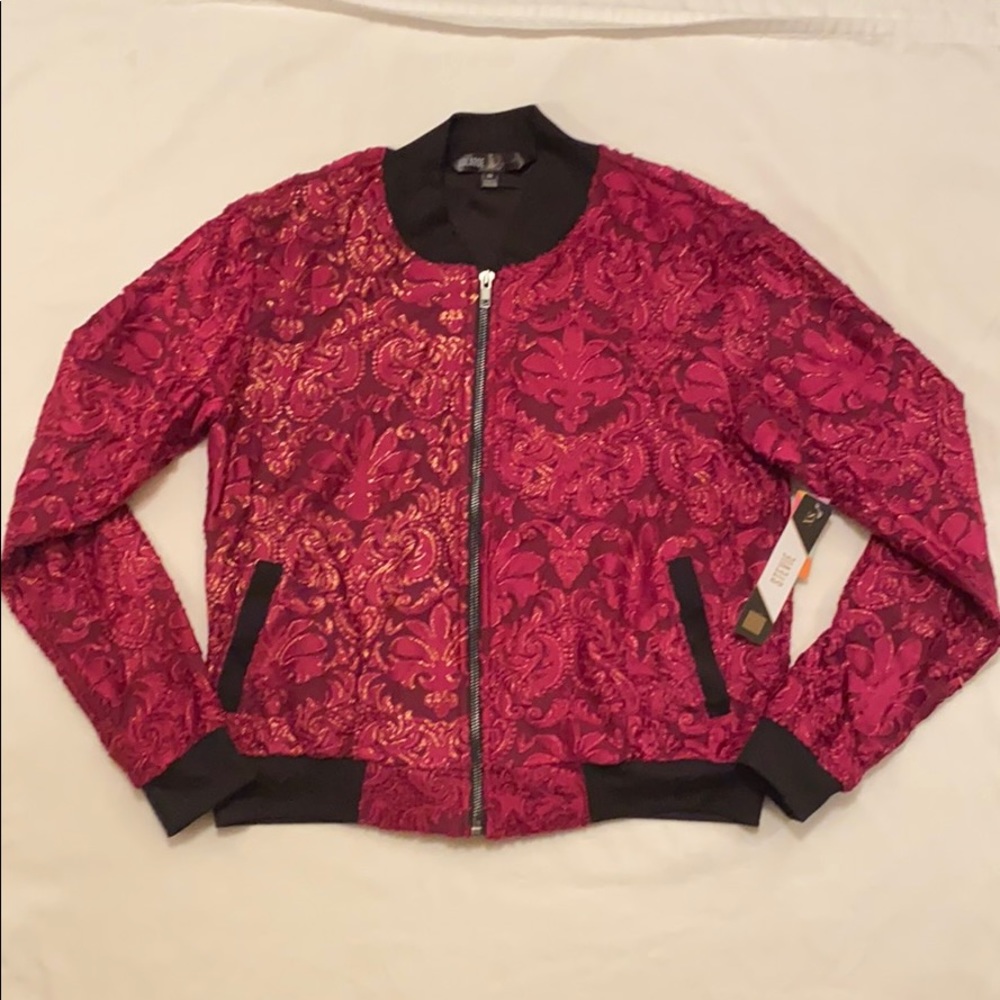 LuLaRoe Stevie Red Elegant Bomber Jacket Sz Xs